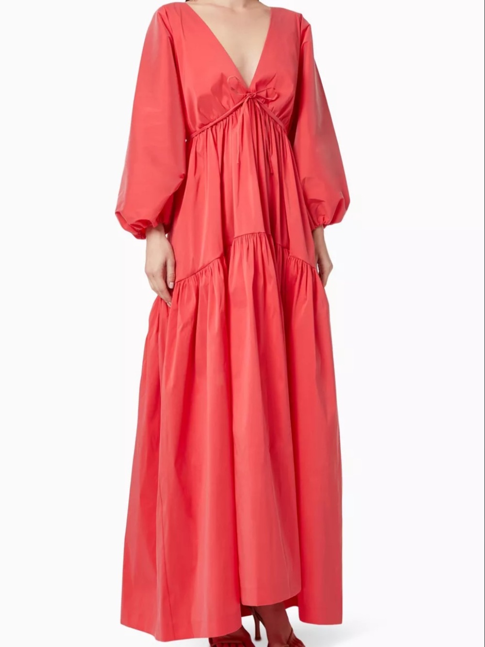 Bernadette Red/ pink Maxi Marlow Dress in Taffeta